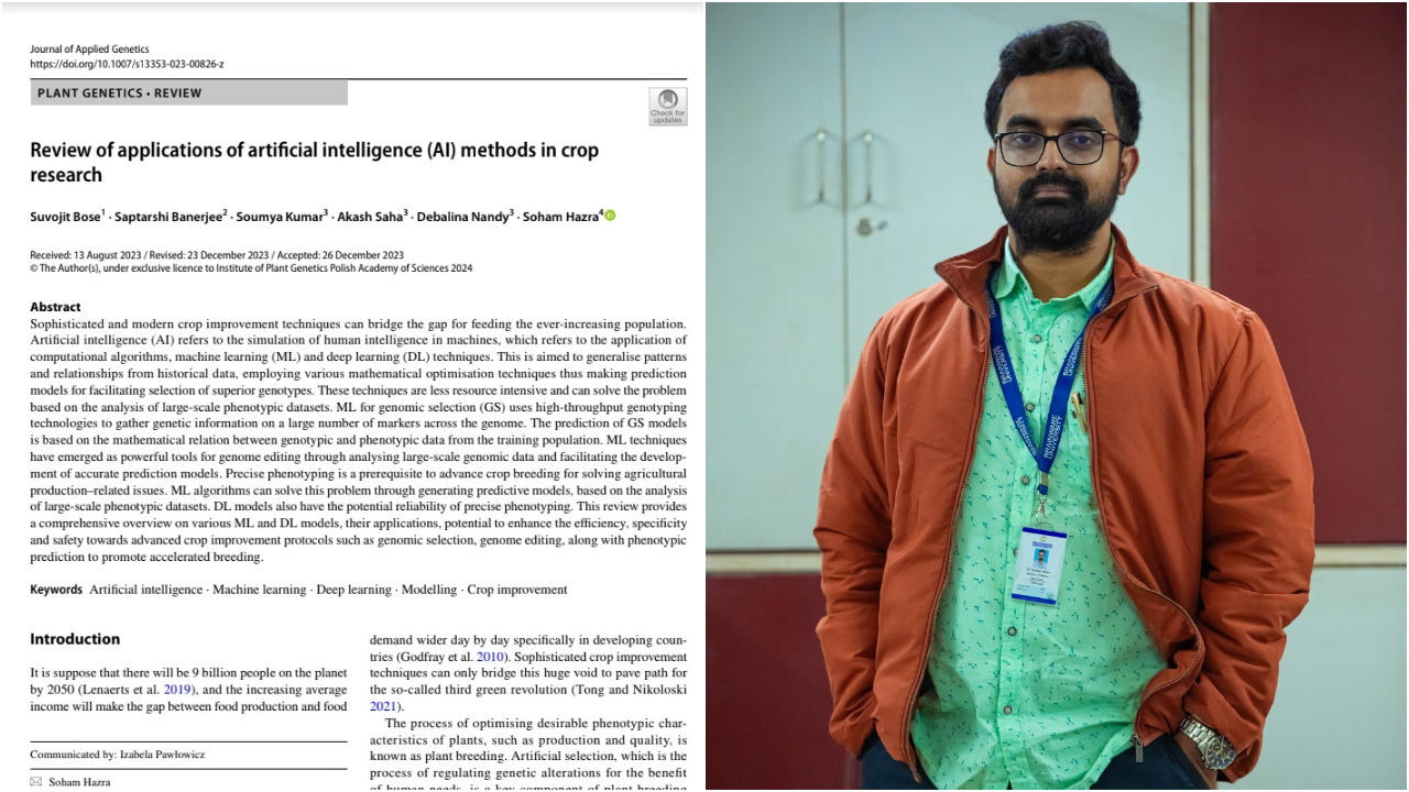 Congratulations to Dr. Soham Hazra, HOD Agriculture for SCI indexed publication