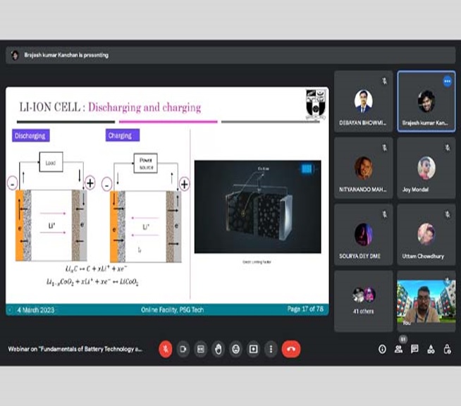 Mechanical Engineering students attend a webinar on 'Fundamentals of Battery Technology Webinar'