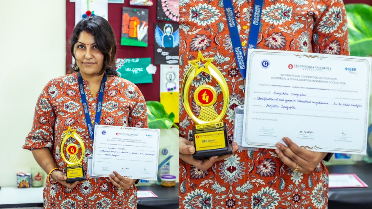 Dr. Sanjukta Dasgupta, Assistant Professor, Department of Biotechnology- Best Presentation Award for Biotechnology Professor