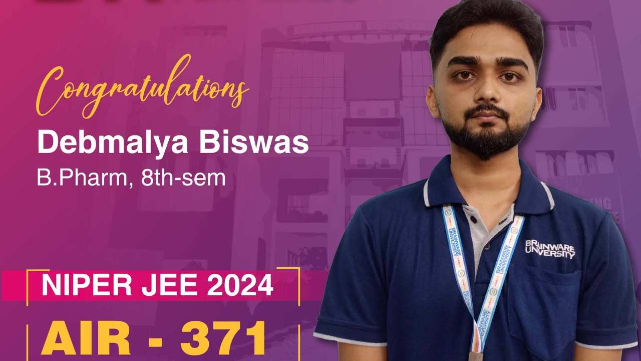 8th-semester Pharm student, Mr Debmalya Biswas, bags AIR 371 in NIPER JEE 2024